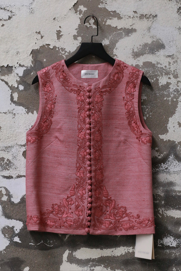 INTO THE EAST 25 Autumn/Winter Lace-Up Silk Top/Shirt/Embroidered Button Tussah Silk Vest/Shorts ITE-E1DGAW020PK22VE Vest (E1DGAW019PK20TP)